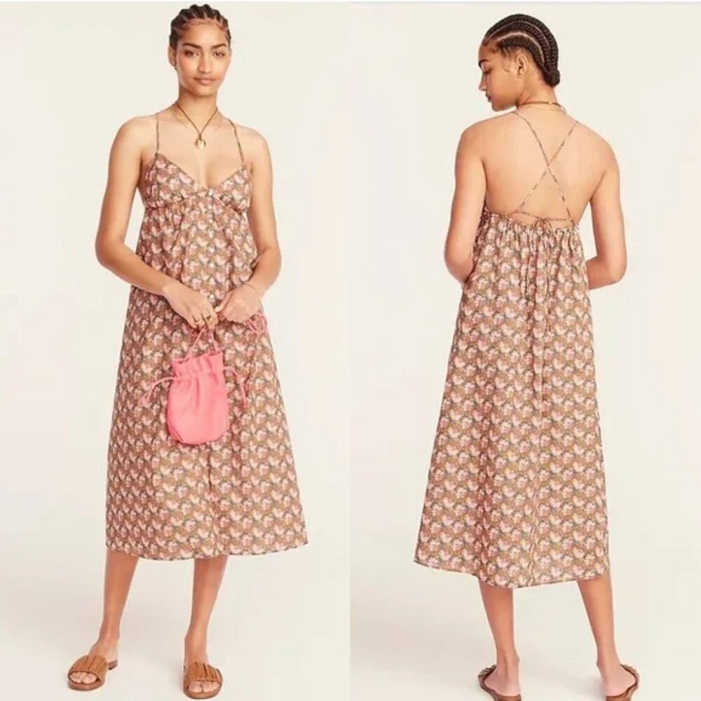 J.Crew Collection Size M Ratti Prism Floral Print Triangle Sundress Midi Dress - Picture 1 of 16